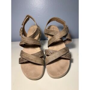 Kim Rogers Paityn Taupe Strappy Comfort Wedge Sandals Womens 11M